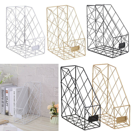 File Magazine Holder Organizer Metal Wire Office A4 Document Storage Basket Rack