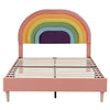 Velvet Upholstered Bed 4ft6 Double Bed Frame with Headboard for Kids Teens BT