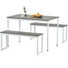 Industrial Wooden Dining Table Set 2 Bench Home Kitchen Furniture Patio Outdoor
