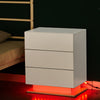 Black White LED Light 3 Drawers Bedside Table High Gloss Cabinet Side End Table