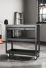 Black Steel Tool Trolley Cabinet with Wheels Workshop Storage Chest Carrier Cart