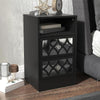 Black Bedside Table Tall Wooden Cabinet Open Storage Shelf 2 Mirrored Drawers