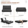 2-Piece Sectional Modern Sofa Set Leather Chaise Lounge W/ Ottoman Foot Stool
