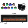 70" Electric Fireplace Modern Wall Mounted/Insert/Free Stand 9 Flame Fire Remote