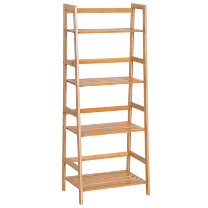 4-Tier Ladder Bookcase Utility Shelf DIY Plant Stand Holder Bamboo