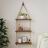 3 Tiers Wooden Hanging Rope Shelf Wall Mounted Floating Shelf Storage Rustic