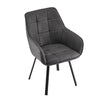 2x Grey Swivel Dining Chairs Faux Leather Padded Seat Dining Room Chair Modern
