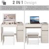 Dressing Table with Drawers, Mirror Stool Set Makeup Desk Vanity Table Bedroom