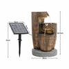Garden Soalr Powered Water Feature Wooden Zen Barrel LED Fountain Falls Decor UK