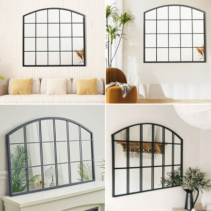 Large Arched Window Mirror Metal Frame Wall Living Room Hallway Decor Mirror