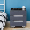 Grey Bedside Tables Cabinets 3 Drawers Wireless Charging LED Lights Bedroom