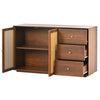 Wooden Rattan Sideboard Buffet Storage Cabinet Cupboard w/ 2 Doors 3 Drawers NS