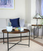 Cassia Round Metal Foldable Tray Top Coffee Table,Antique Brass/Black-CFT51BS/BK