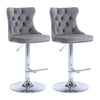 Set of 2 Velvet Bar Stools Breakfast Home Kitchen Chair Bar Bistro Grey QY