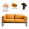 Faux Leather Sofa Armchair Couch Living Room Metal Leg 1/2 Seaters Yellow Brown