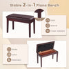 2-in-1 PU Leather Piano Bench Double Duet Seat W/Padded Cushion Music Storage
