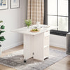 Mobile Folding Dining Table Drop Leaf Table with 1 Drawer 2 Open Storage Shelves
