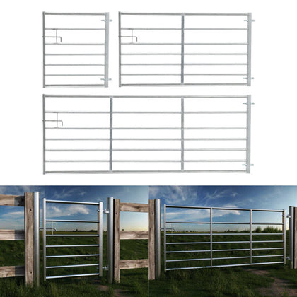 Galvanised Metal Farm Gate 7 Bar Fence Field Driveway Livestock Cattle Garden UK