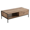 Wooden Retro Coffee Table with Shelf End Table Living Room Furniture Metal Frame