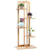 6 Pots Wood Flower Rack Plant Stand Shelves Bonsai Display Shelf Indoor Outdoor