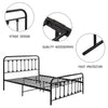 Double Metal Bed Frame with High Headboard and Footboard Black for Kids Adults