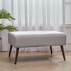 Large Stool Linen Upholstered Wooden Leg Bench Footstool Pouffe Seat Side Chair