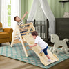2-in-1 Triangle Climbing Set Wooden Toddler Climbing Triangle Ladder with Ramp
