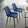 Set of 2 Dining Chairs Velvet Padded Seat Metal Leg Kitchen Chairs Multicolor