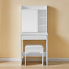 Wood Dressing Table Makeup Desk Adjustable Slide Mirror Stool Bedroom White