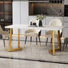 Modern Rectangular Dining Table Indoor w/ Metal Legs Marble-Look MDF Tabletop