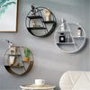 Wall Shelf Rack Storage Metal Iron Craft Round Industrial Style Home Decor Black