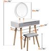 Modern Dressing Table Stool Vanity Set Makeup Desk w/LED Lighted Mirror 2 Drawer