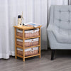 3 Drawer Dresser Wicker Storage Shelf Unit Wooden Home Organization Natural