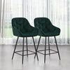 Pair Dining Chairs Bar Stools Dining Room Kitchen Tufted Seat Metal Legs