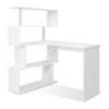 L Shaped Computer Desk Corner Desk 360 Degree Rotatable Shelves Space Saving