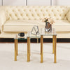 3pcs Rectangular Clear Tempered Glass Side End Table Nested Table Golden Tubes