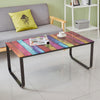 Rainbow Glass Coffee Table Metal Leg Side End Side Table Living Room Rectangle