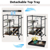 4-Tier Kitchen Serving Trolley Rolling Storage Cart W/ Wine Rack & Glass Holder