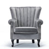 Upholstered Luxury Velevt Grey Wing High Back Armchair Leisure Seat Sofa Chair