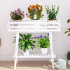 Elegant White Wood Plant Stand Balcony Corner Flower Pots Shelf Sofa Side Table