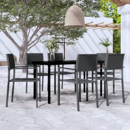 7 Piece Garden Dining Set Black C5F3