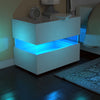 High Gloss Bedside Table Cabinet Nightstand Home Colorful RGB LED Lights Drawers
