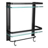 2 Tier Black Wall Mounted Towel Holder Storage Rail Rack Bathroom Caddy Shelf