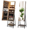 2-in-1 Jewelry Cabinet Jewelry Armoire Organizer w/ Full-Length Mirror and LED