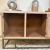 Fir Wood Rattan 3 Door Sideboard Cabinet Vintage Furniture Storage TV Stand Unit