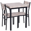 3 Pcs Compact Dining Table 2 Chairs Set Wooden Metal Legs Kitchen
