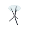 Round Sofa Side Table With Tempered Glass Top Living Room Furniture Coffee Tea