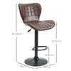 Bar Stools Set of 2 Adjustable Height Swivel PU Leather Bar Chairs Brown