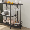 Retro Kitchen Bakers Rack w/ Storage Shelves and Cupboard Holder Microwave Stand