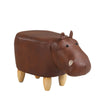 Brown Faux Leather Hippo Footstool Animal FootStool Ottomans Child Toy Gift Home